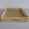 Storage Tray Wicker Basket with Handles Retro Rattan Weave Design Easy To Clean Multi-Functional Countertop Organizer