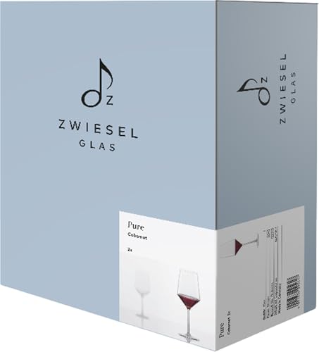 ZWIESEL GLAS Pure Wine Glasses for Red Wine (Bordeaux), Cabernet, Pair, Machine-Made (m122315)