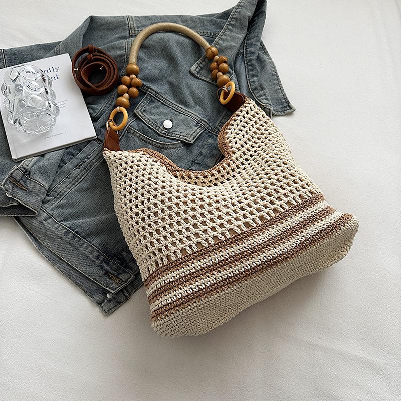 Large capacity woven bag women's summer new versatile shoulder messenger bag seaside vacation wind beach bag