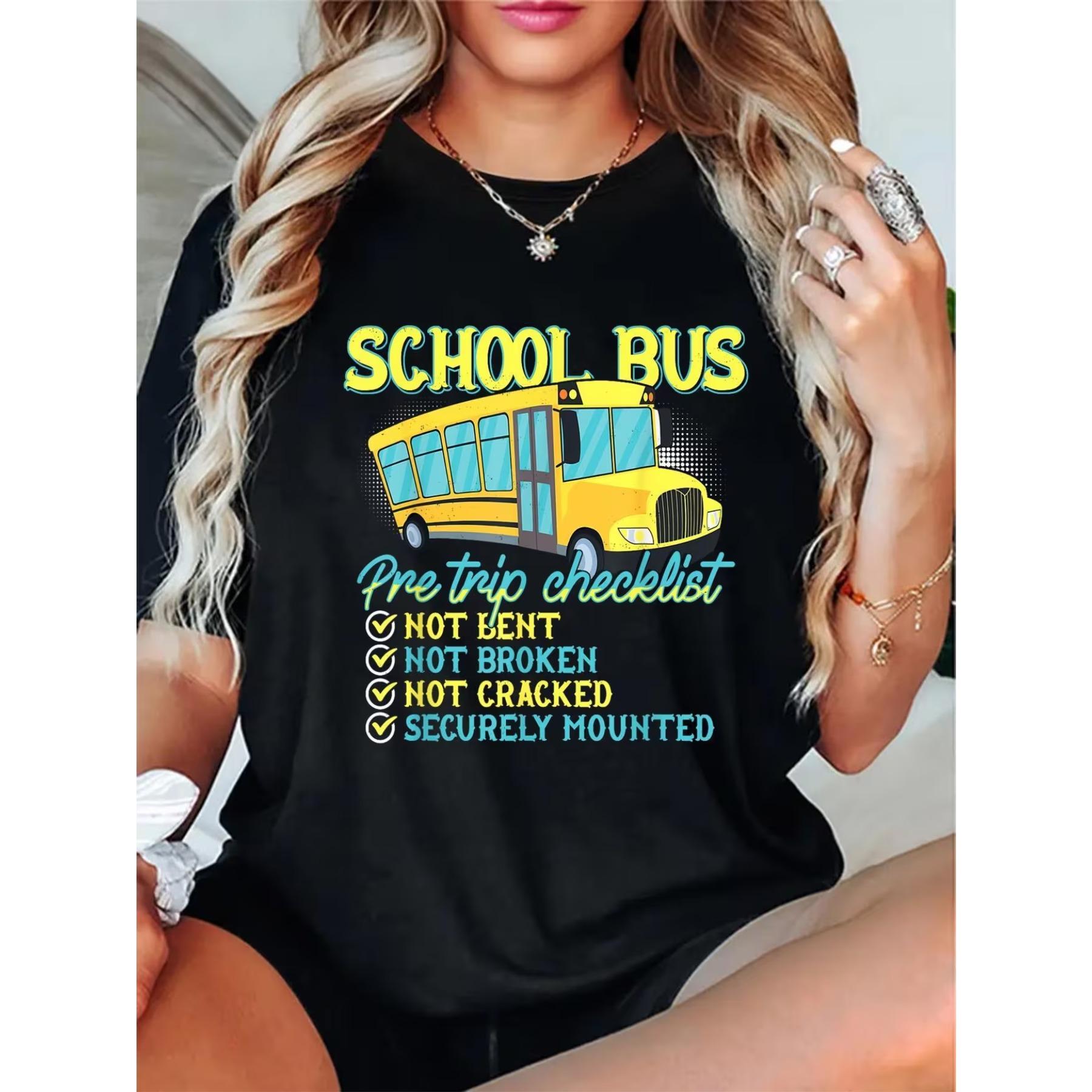 Funny Bus Driver T-Shirt with Bus Pre-Trip Checklist - Humorous /Transit Driver Gift, Round Neck Short Sleeve Tee S чёрный