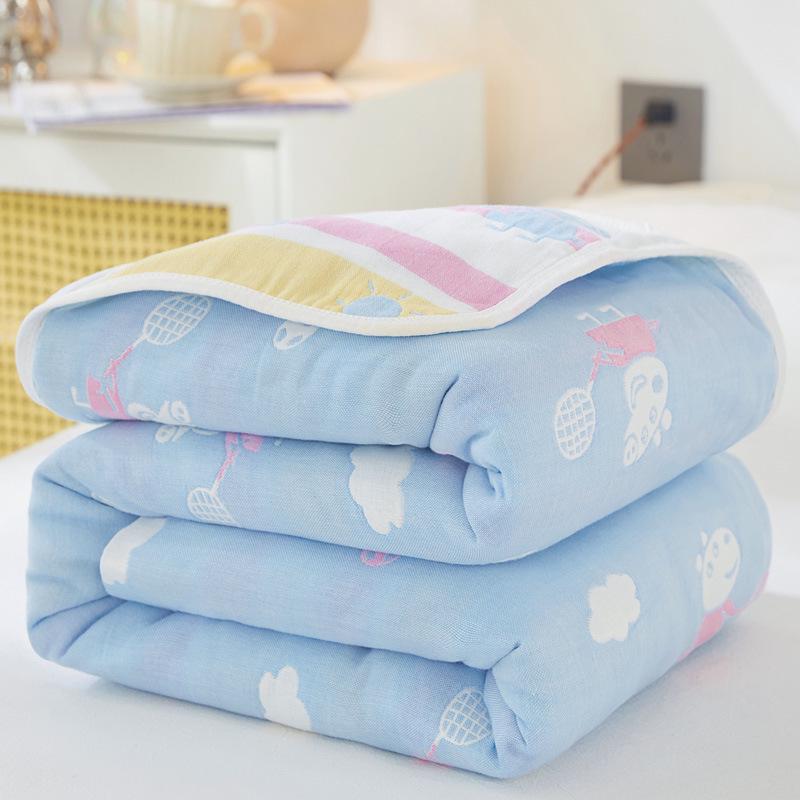 Class A 100% Cotton Six-Layer Gauze Blanket for Children - Lightweight Air Conditioning Quilt, Available In Single/Double Sizes for Summer