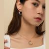 APM Monaco Earrings Asymmetrical Moon Front and Back Wear with Pendant Chain, Full Diamond Zircon, Elegant and Exquisite, 925 Silver AE12392OXY