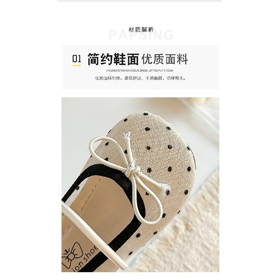 Cute Polka Dot Mesh Shoes for Girls2026Spring and Summer Bow-tie Princess Shoes for Young Children, Middle-aged Children, and Older Children,