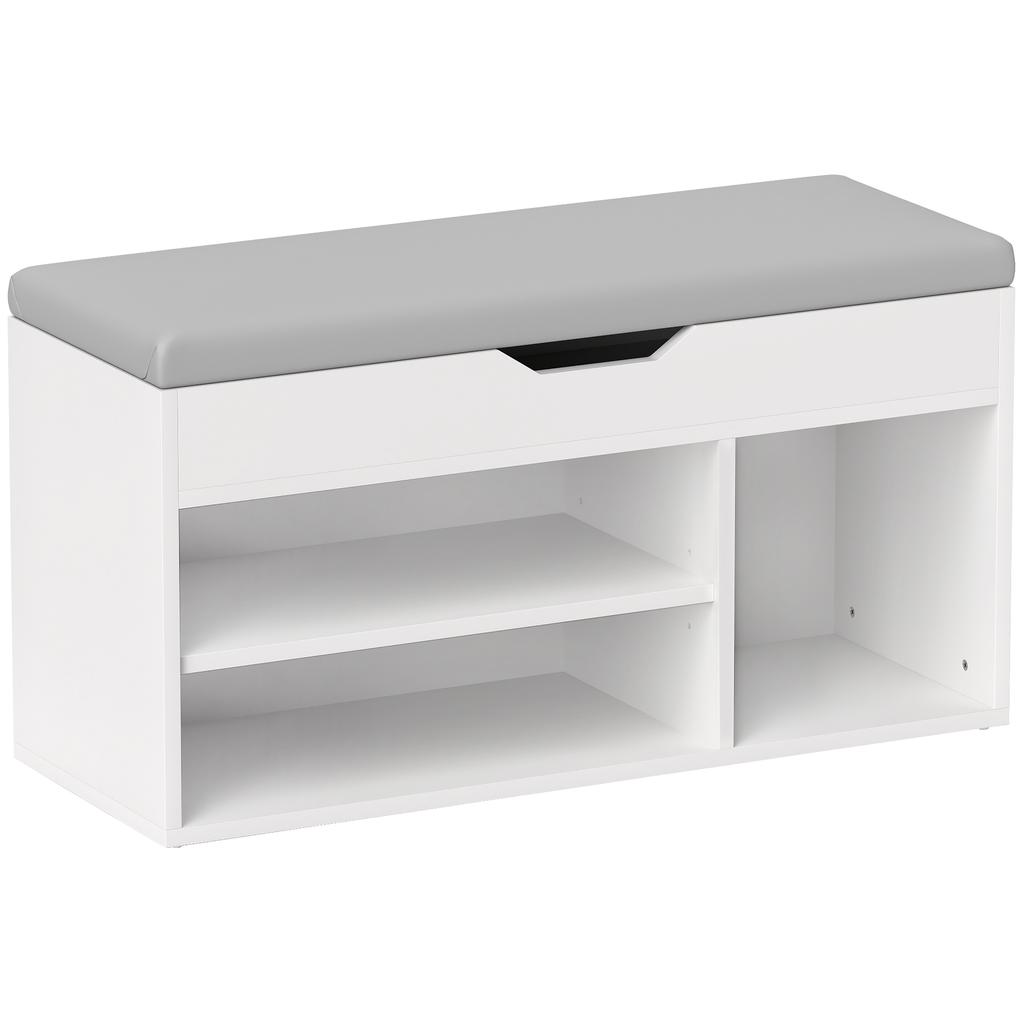 Shoes Cabinet Bench Hidden Storage Padded Seat Organiser Footwear Rack Hallway Cream White