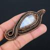Regenbogenmondstein Edelstein Handgefertigt Kupferdrahtwicklung Geschenk Anhänger 3,3" o4K93