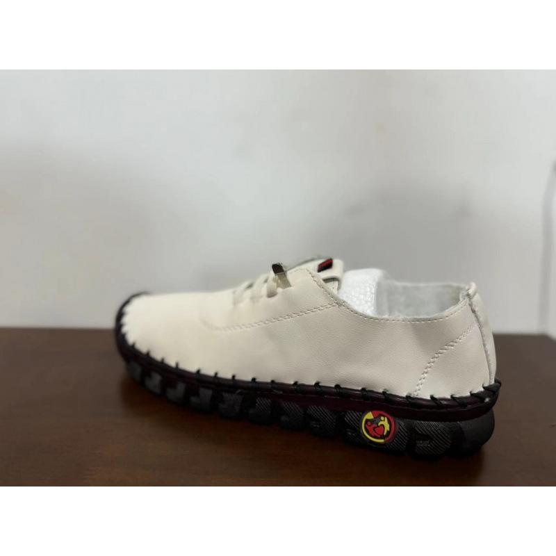 Real Soft Leather Single Shoes Comfortable Flat-soled Lace-up Mother Shoes Wide Fat Feet Cow Tendon Sole Soft Sole Soft Surface Middle-aged Large Size