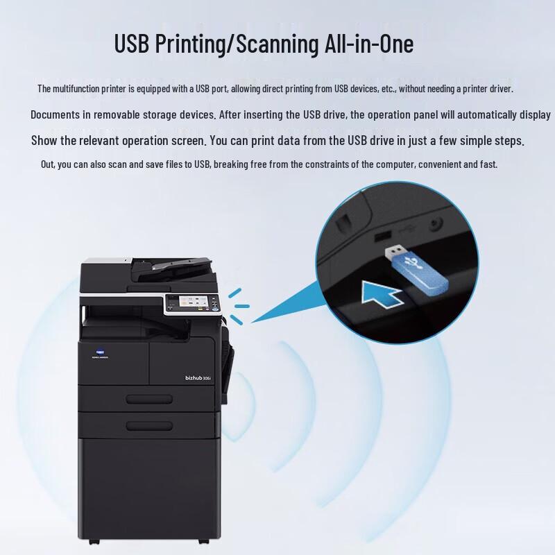 Konica Minolta bizhub 306i A3 B&W Multifunction Printer CN plug (adapter included)