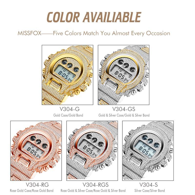 Multi-function Digital Mens Watches Top Luxury Brand LED 18K Gold Watch Men Hip Hop Male Iced Out Watches