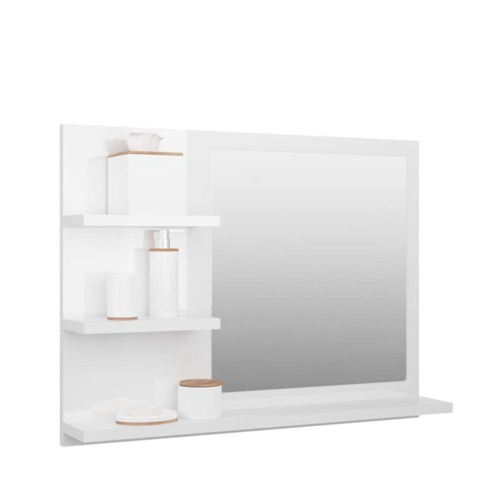 VidaXL Bathroom Mirror Glossy White 60x10.5x45 Cm Chipboard 805012