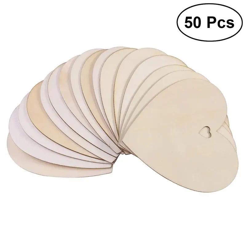 50/100pcs 100mm Wooden Love Heart Christmas Ornaments Blank Slice for DIY Craft Making, Painting, Christmas Decorations