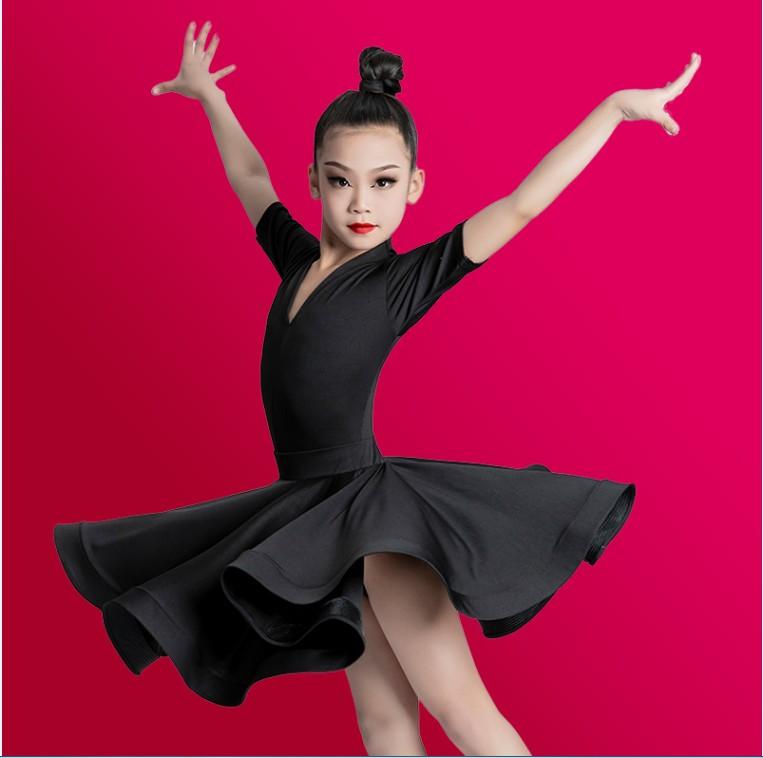 Girls Professional Latin Dancing Dress Kids Ballroom Salsa Dance Wear Clothing Children's Competitions Latin Stage Wear Clothes