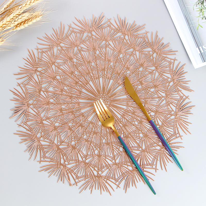 Round Placemats Set of 4,Elegant Tablemats,Dandelion Flower Shape Placemats,Vinyl Place Mats for Kitchen,Dining Table,Decorative