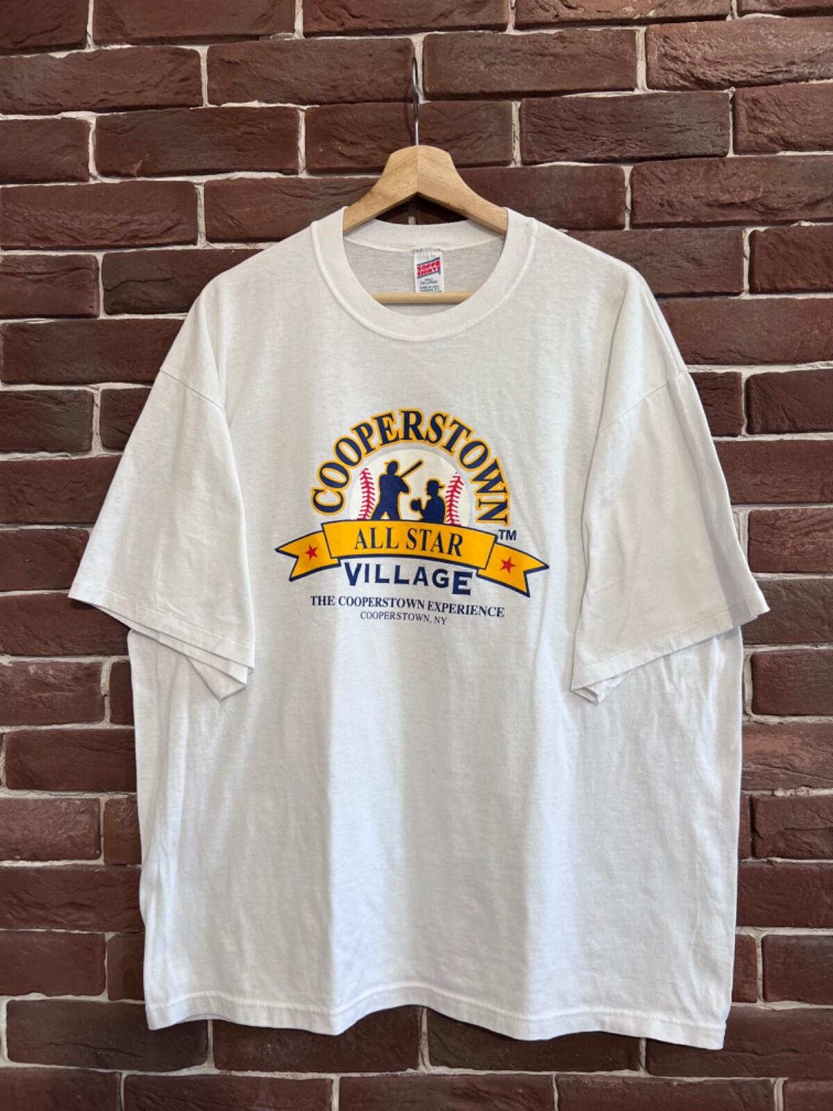 Vintage 80s Cooperstown All Star Village Baseball T Shirt White XXL Unisex T-Shirt S