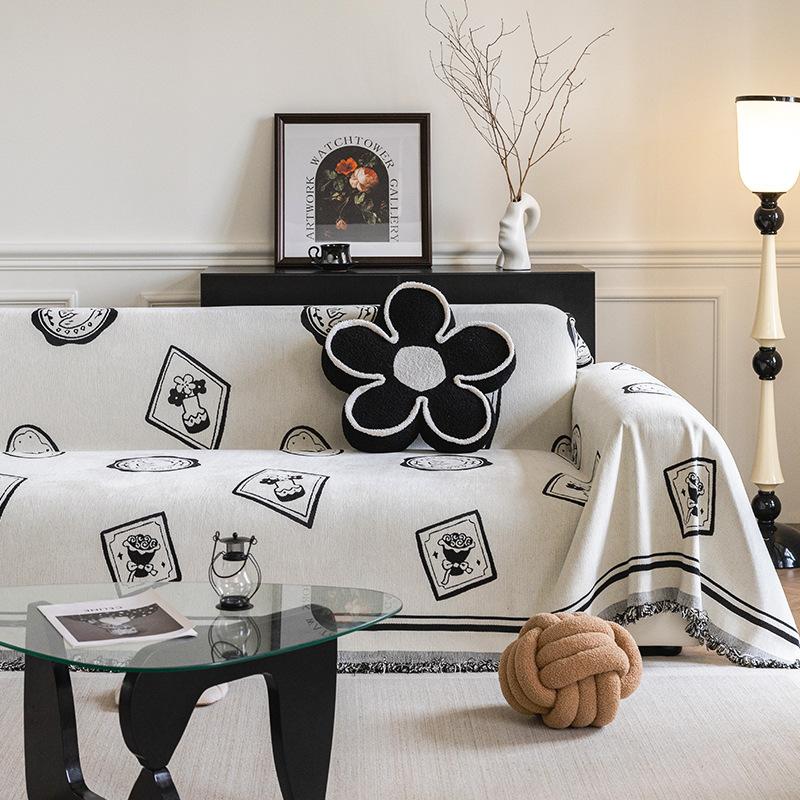 Modern Simple and Light Luxury High-Grade Sofa Cover Cloth Four Seasons Universal Sofa Towel Anti-Scratching Full Covered Straight Row Sofa Cover
