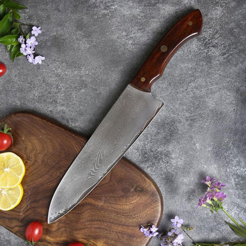 8 Inch Chef Knife 67-layers Damascus Steel 10Cr15Mov Blade Rosewood Handle Slicing Vegetables Cleaver Sashimi Meat Kitchen Knife