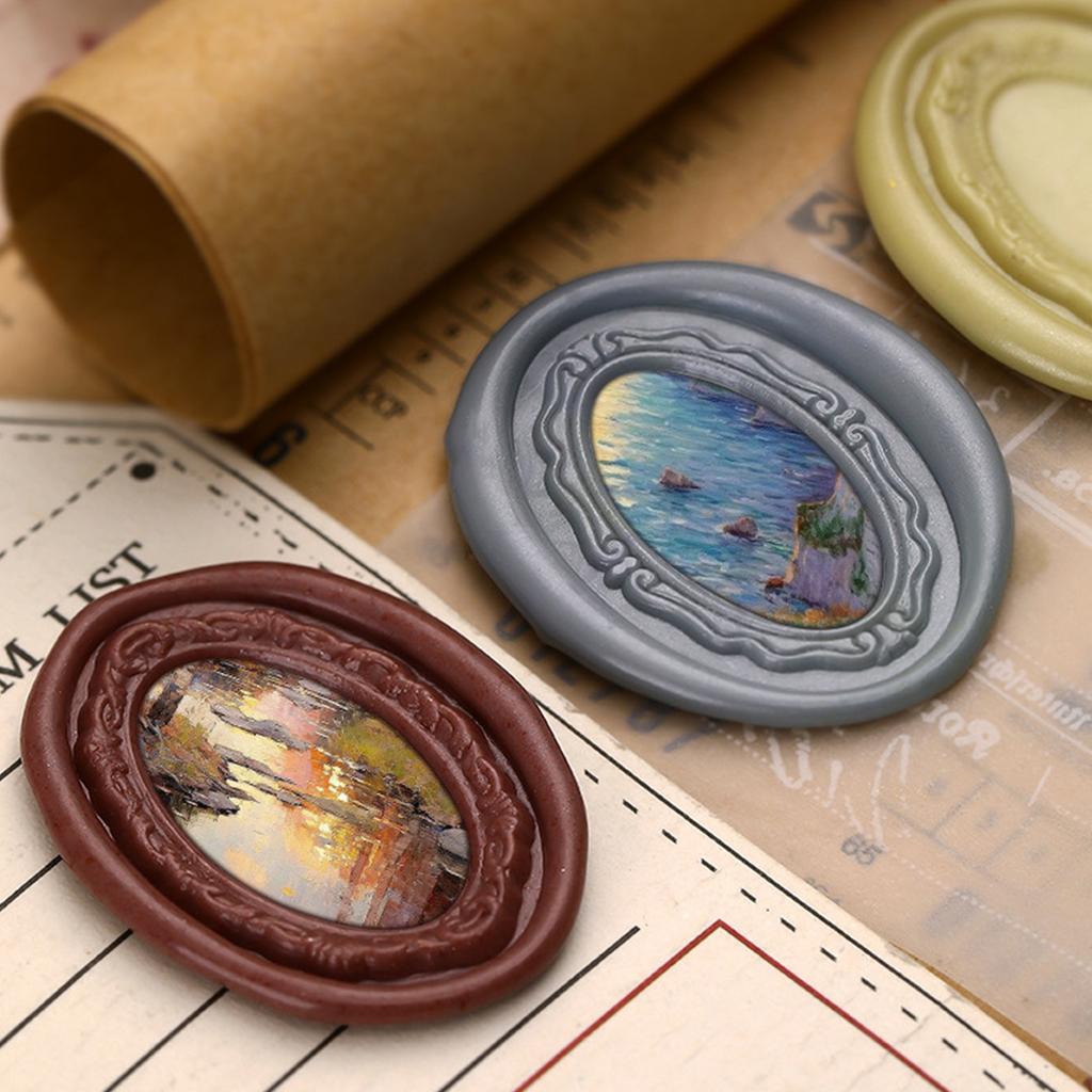 Photo Frame Wax Seal Stamp Vintage Can Hold Photos Sealing Stamp Head for Card Envelopes Wedding Invitation Scrapbooking