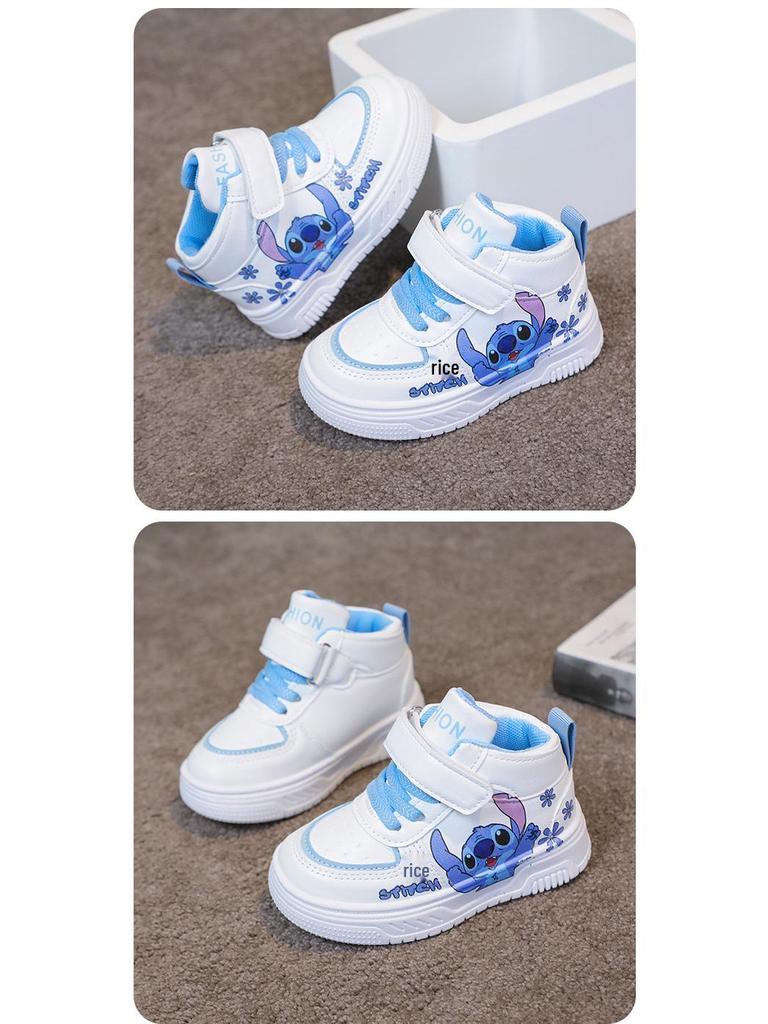 Atmungsaktive High-Top Cartoon-Skateschuhe für Kleinkinder und Mädchen, Leichte und lässige weiße Sneaker