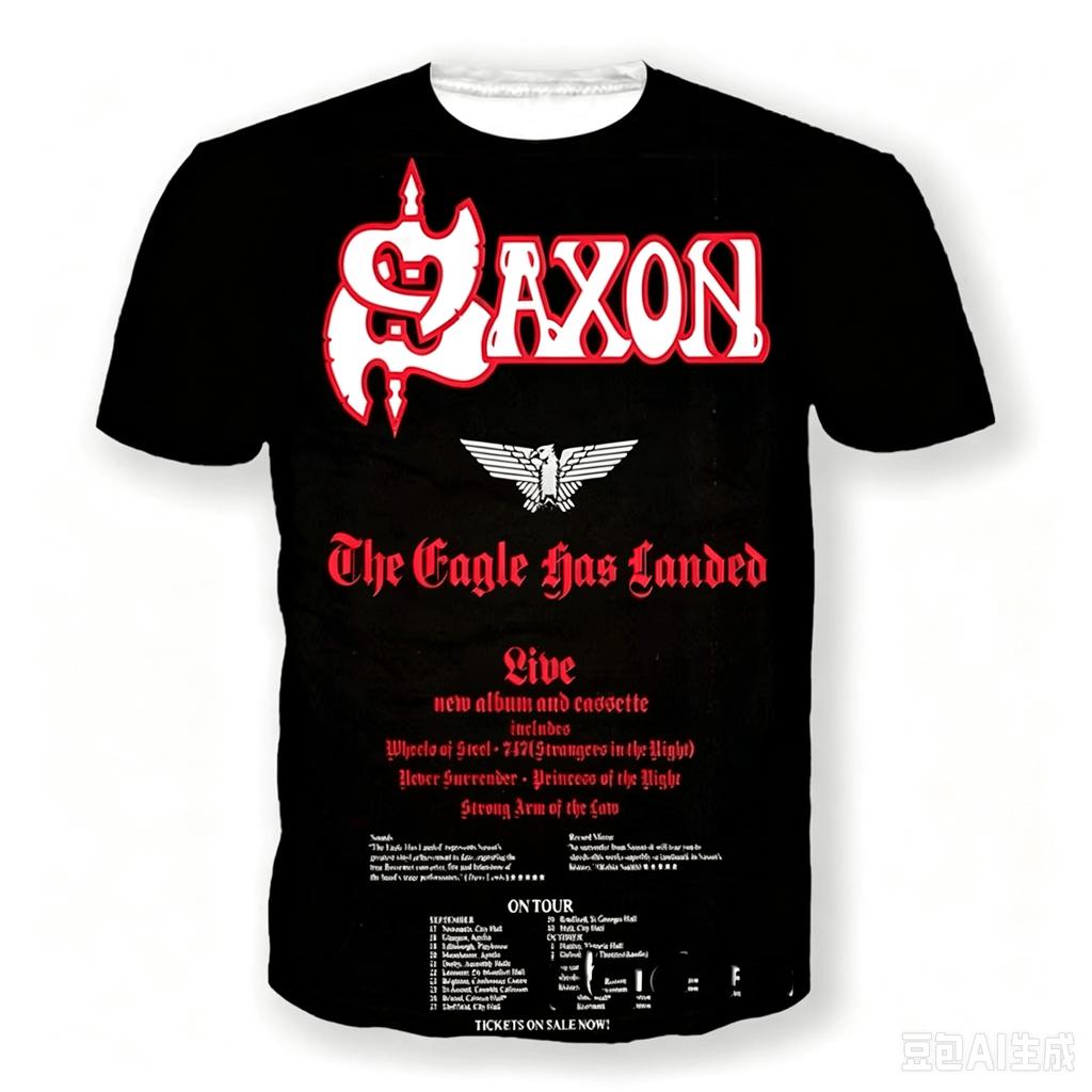 Saxon 3D Print Sport Quick-dry Breathable Men T-shirt Hip-hop Heavy Metal Punk Rock Band Street Casual Fashion Short-sleeve Top