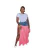 TW738 European & American Cute Fashion Spicy Girl High-Waisted Plaid Denim Patchwork Skirt