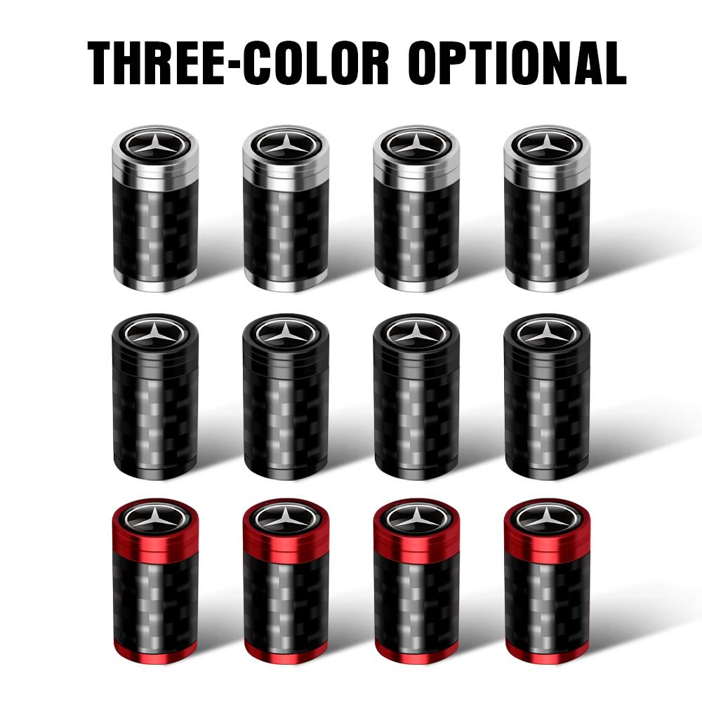 4PCS Carbon Fiber Car Wheel Tire Valve Caps Tyre Rim Stem Covers for Mercedes Benz W203 W206 W220 W205 W211 W212 W201 W210 W108 RY1