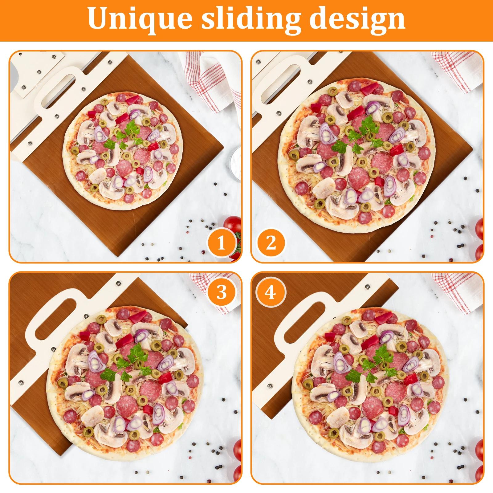 Sliding Pizza Spatula Food Pizza Tray Pizza Board Shovel for Home Kitchen Oven Baking Tool Non-Stick Sliding Cake Dessert Trays