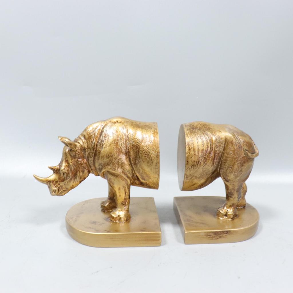Modern European Abstract Rhinoceros Bookend: Stylish Resin Desktop Ornament