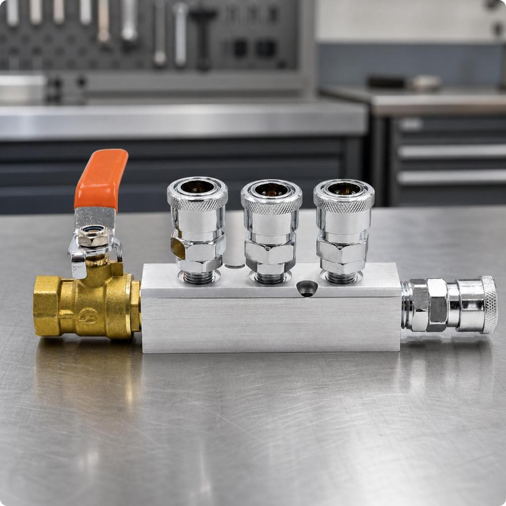 Pneumatic Manifold with Ball Valve Industrial-Grade for Technicians, Mechanics