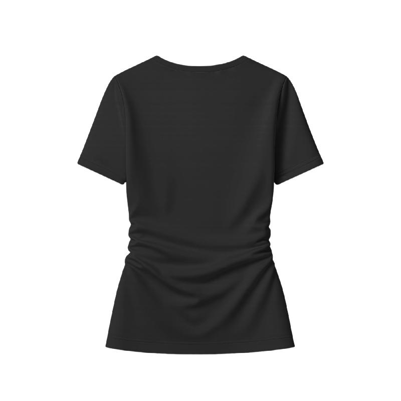 2026 New Women's Short-Sleeve Stretch V-Neck Slim Fit Casual Solid Color T-Shirt