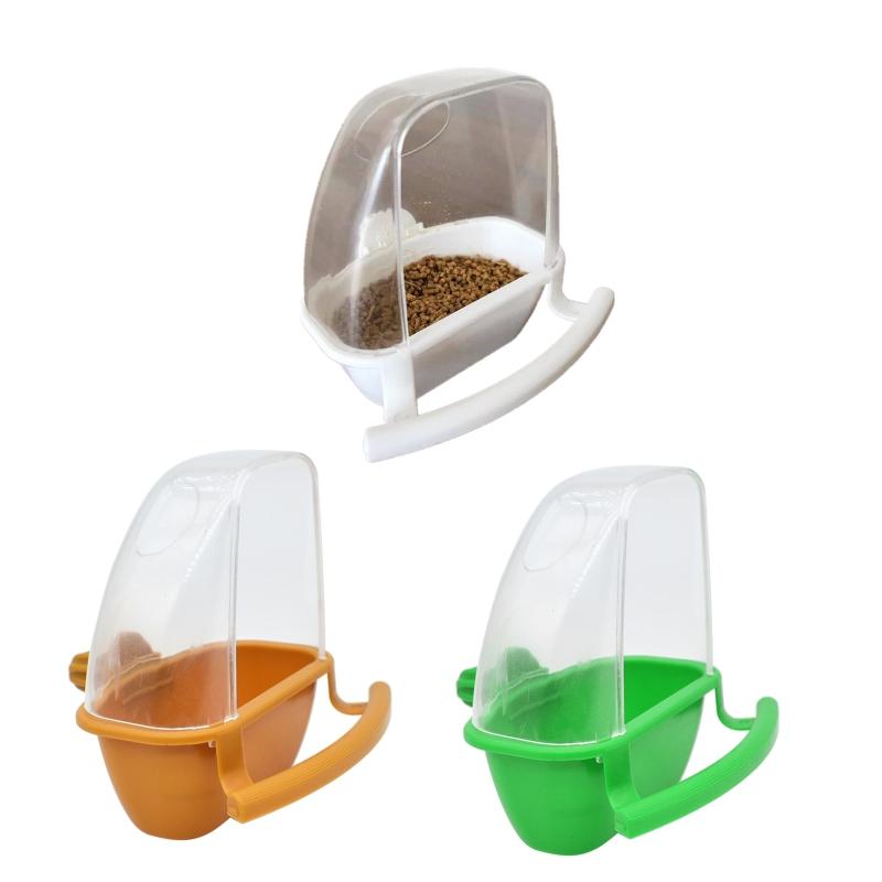Parakeet Food Dispenser No Mess Plastic Parrot Feeder with Perch Cage Accessories for Small Bird Cockatiel Finch