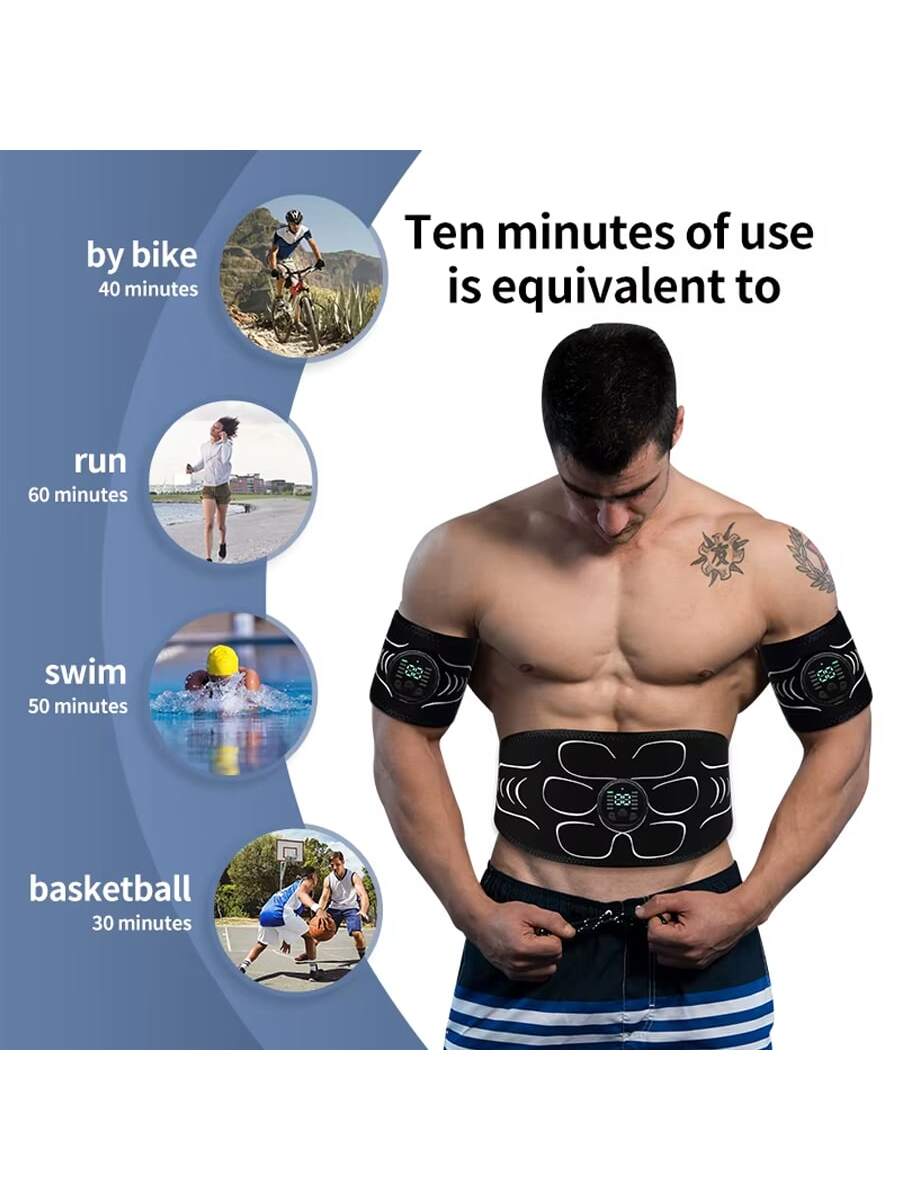 2026 EMS Muscle Stimulator Abs Trainer Abdominal Muscle Toner Electronic Toning Belts Fitness Massage Device rechargeable nero
