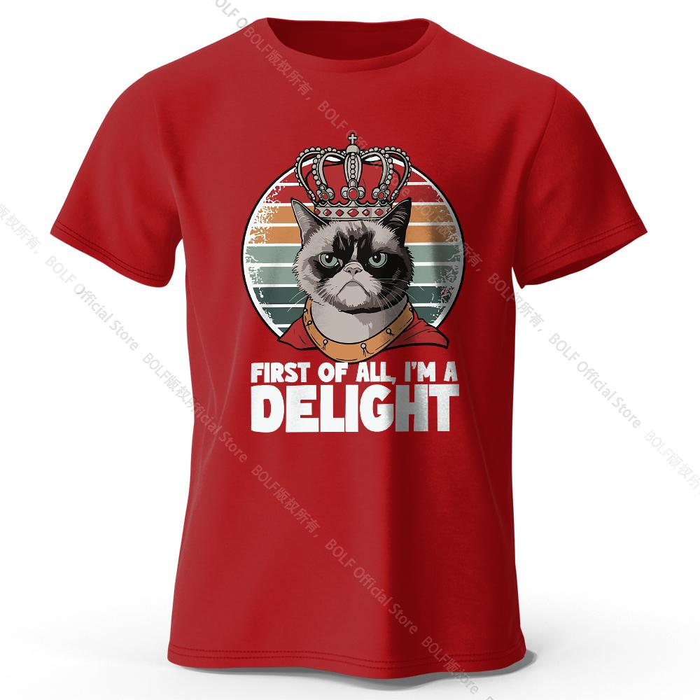 Men's First of All I'm A Delight Printed T-Shirt 100% Cotton Oversized Sassy Graphic Tees for Women Summer Confidence Streetwear