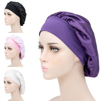 Sleep Hat Wide Headband Elastic Satin Stretchy Hair Bonnet Hat for Woman