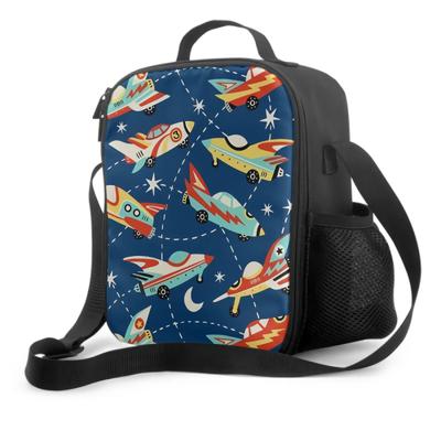 Vintage Space Cars Pattern Insulated Lunch Box Portable Cooler Bag Thermal Food Container for Boys Girls School Travel Picnic