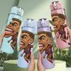1PC Funny Soccer Player Pattern 750ml Color Plastic Sports Water Bottle Leakproof Flip Straw Lid Suitable for Sports Office Home Use