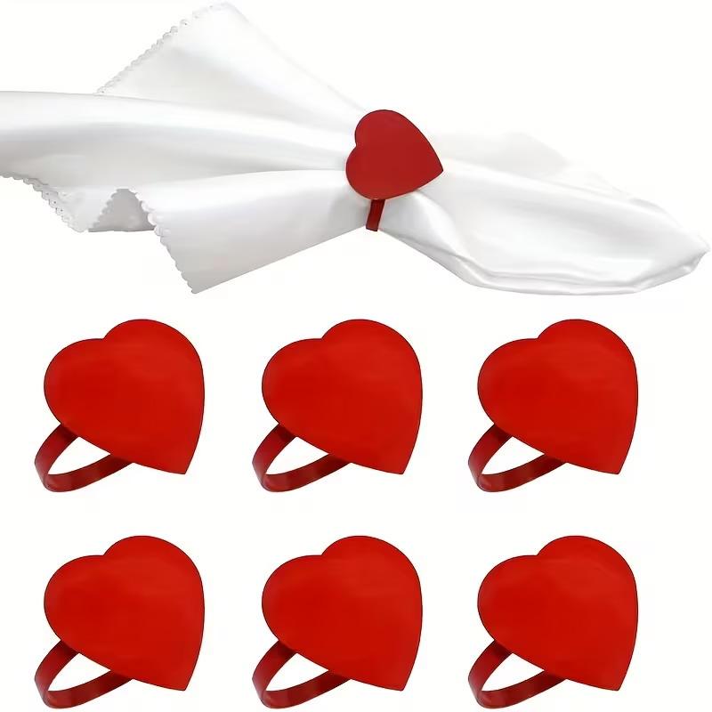 4Pcs Valentine'S Day Love Napkin Circle Dining Table Heart Shaped Tissue Buckle Wine Bouquet Ring Party Decoration Ornament
