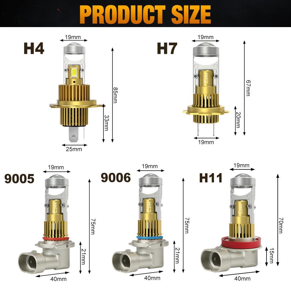 2 ks H7 Bi LED Projektor Žárovky do světlometů do auta Bezdrátové H4 LED H11 H8 9005 HB3 9006 HB4 Čočka 60000Lm 80W Plug&Play Mini Auto Lampa 6000K LHD Světlomet