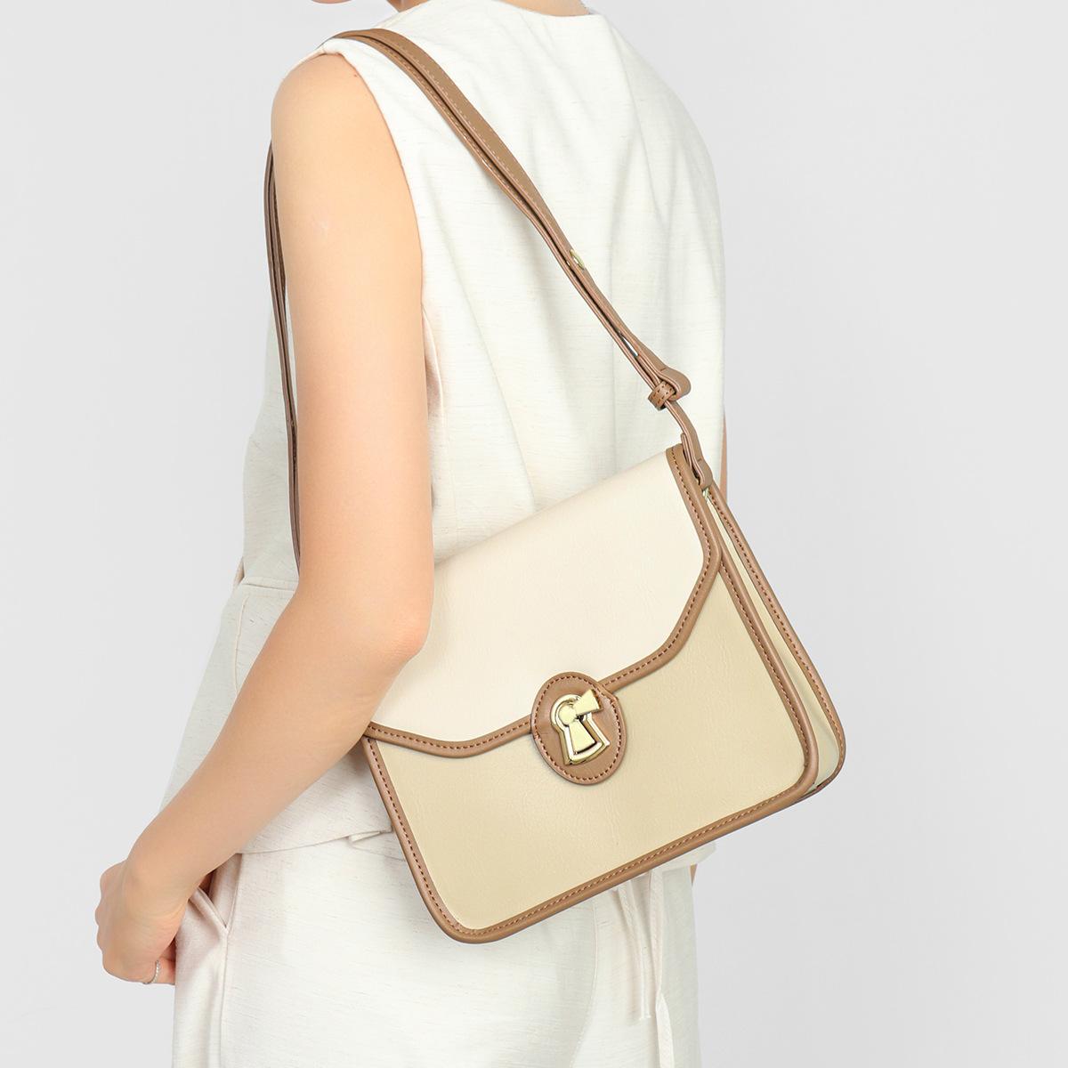 

New French underarm bag, high-end niche cowhide shoulder bag, genuine leather handheld women s bag, fashionable small square bag