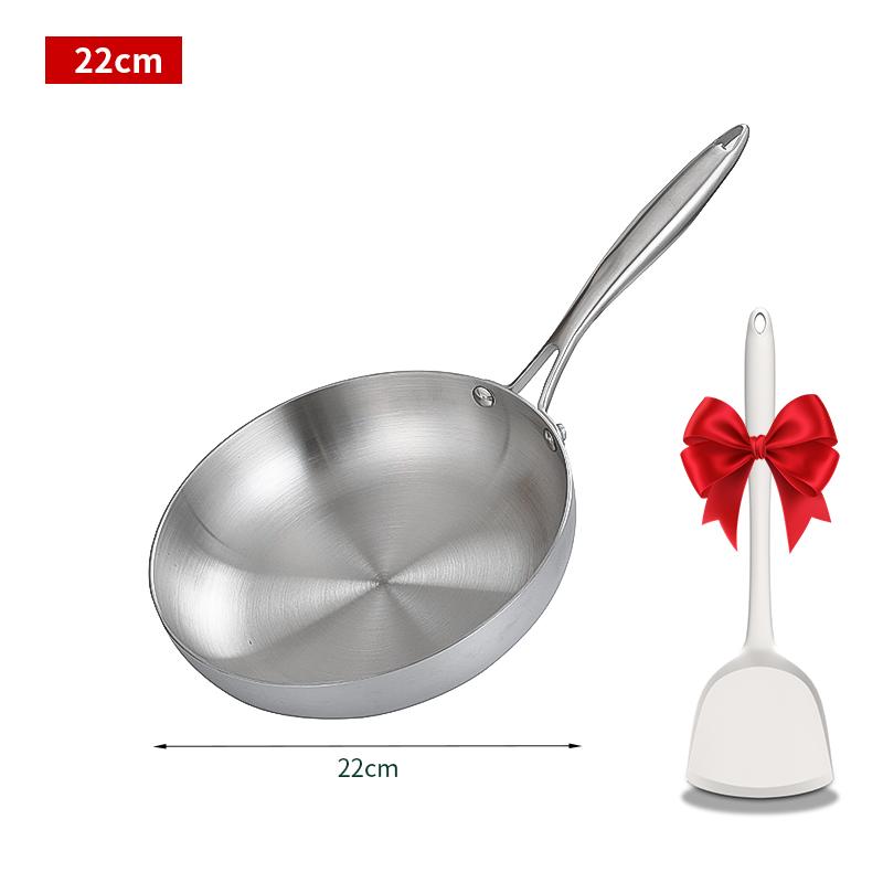 

Frying Pan 304 Stainless Steel Non-Stick Steak Pan 22/24/26/28cm Skillet Wok Kitchen Cookware for Gas and Induction Hobs Frying Pan