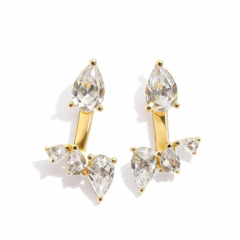 

4cttw Pear Cut 100% All Moissanite Stud Earring 18k Plated Gold Earrings 925 Silver Jewelry for Woman Lab Grown Diamond with GRA