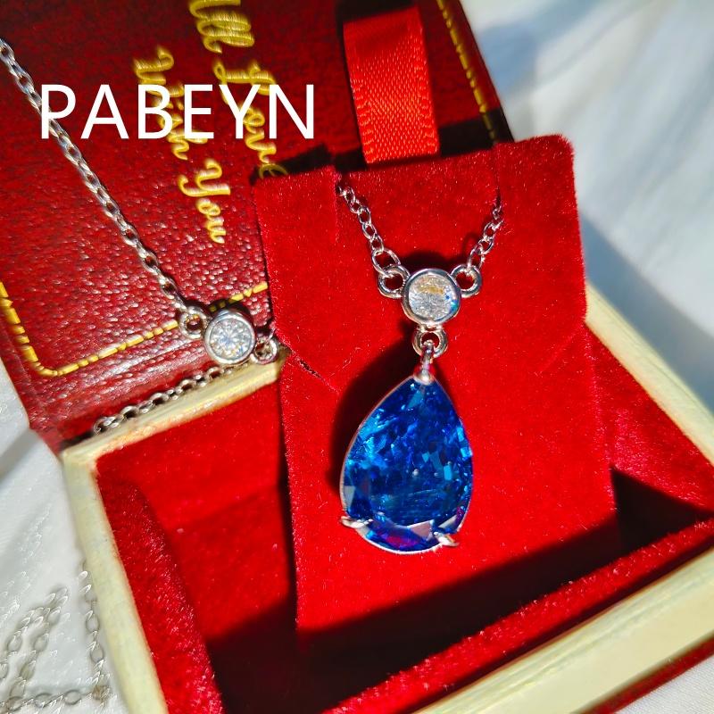 925 Sterling Silver Fashion Temperament Ice Flower Cut Crystal Zircon Water Drop Pendant Necklace Birthday Anniversary Gift