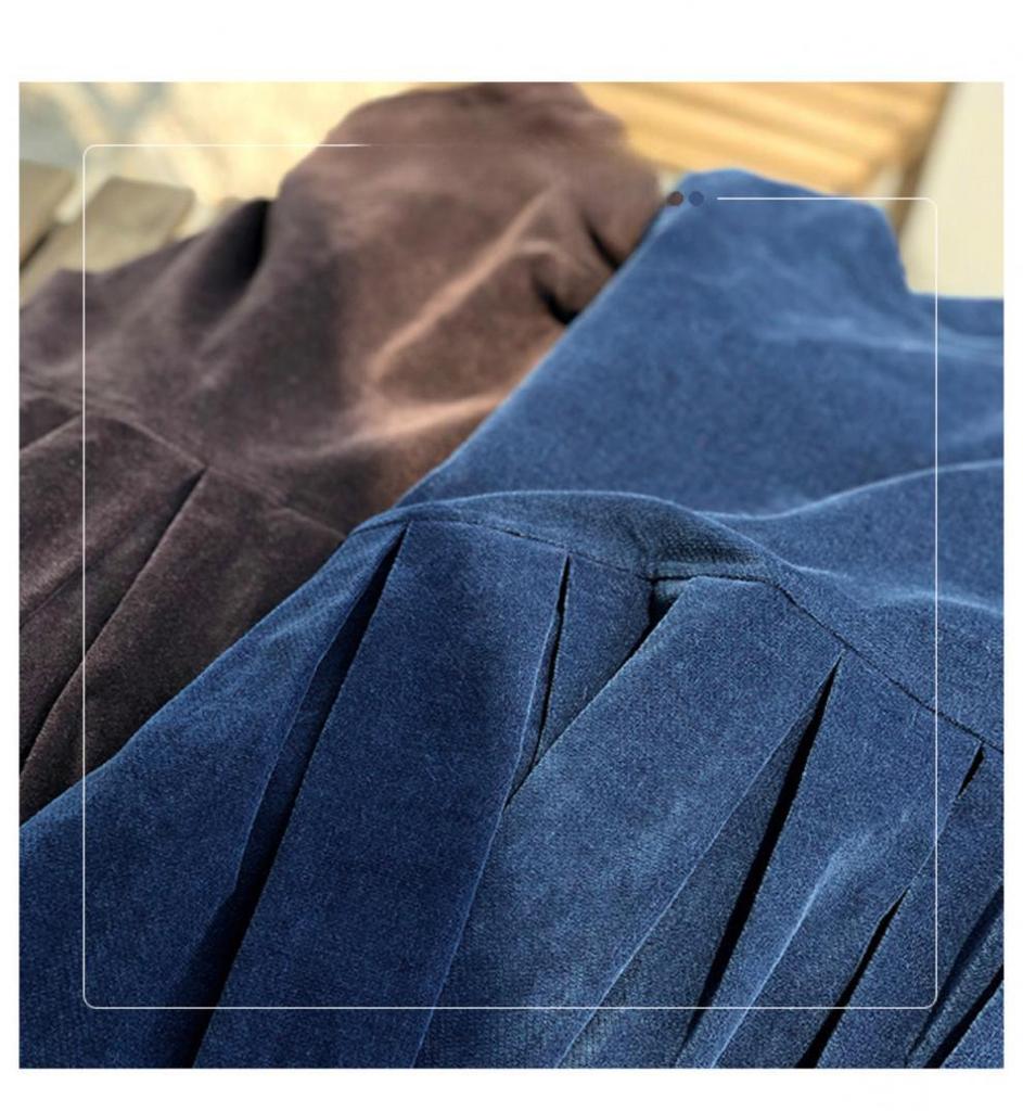 Autumn 2021 Japanese-Korean Corduroy Literary Dress - Women's Long-Sleeve Midi Skirt