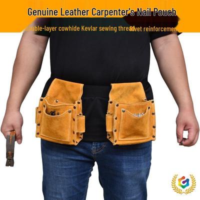 Cowhide Carpenter Nail Pouch: Durable Tool Belt & Multifunctional Waist Bag
