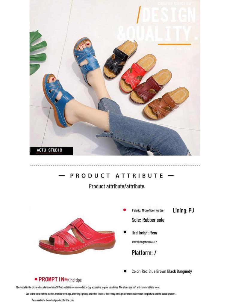 Retro Fashion Plus Size Women's Wedge Heel Anti-Wear Sandals