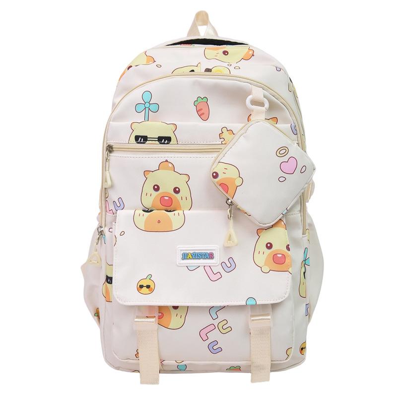 

Cartoon Print Student Schoolbag Women s Backpack Large Capacity Backpack бежевий