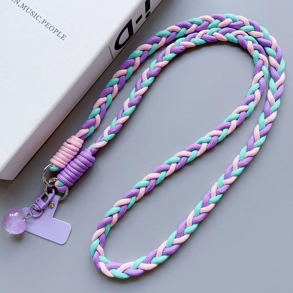 Universal Nylon Braided Phone Lanyard Detachable Colorful Shoulder Strap Anti-lost Neck Hanging Cord Phone Charm Accessories