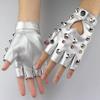 Geklonken Half-Vinger Leren Handschoenen