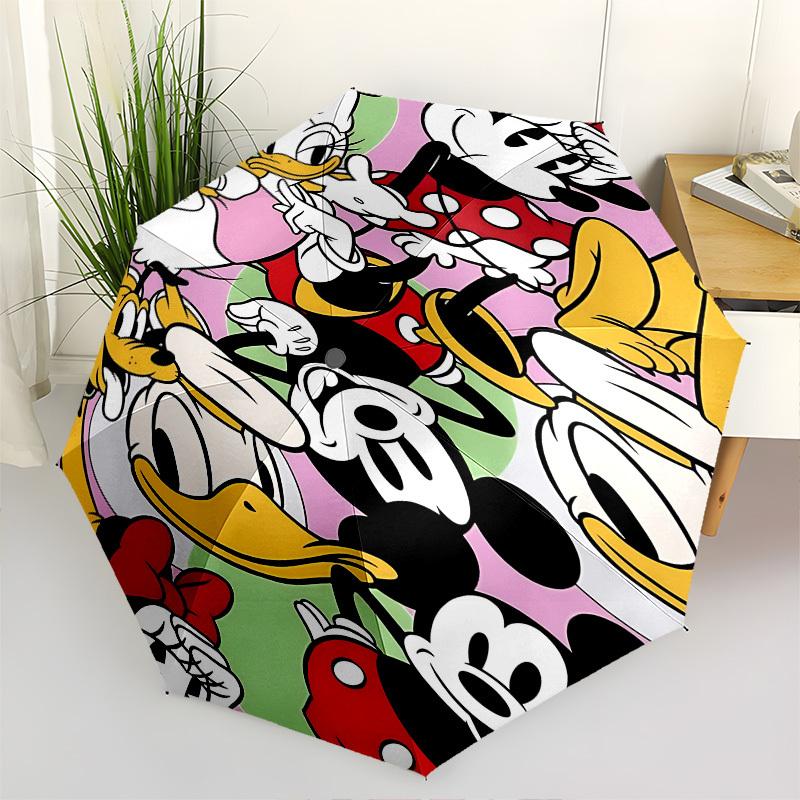 

Mickey Mouse Themed Automatic Opening and Closing Umbrella, Brightly Colored 8-rib Portable Umbrella, Suitable for Men and Women, A Perfect