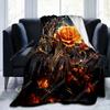 1pc Cozy Golden Leaf Rose Print Blanket - Lightweight Flannel Throw For Sofa, Bed, Travel, Camping, Living Room, Office, Couch,