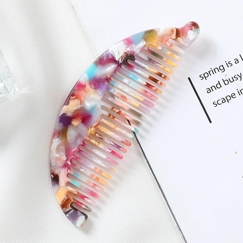 Hot-selling Semi-circular Acetate Hair Comb: Portable Anti-static Marble Design for Women