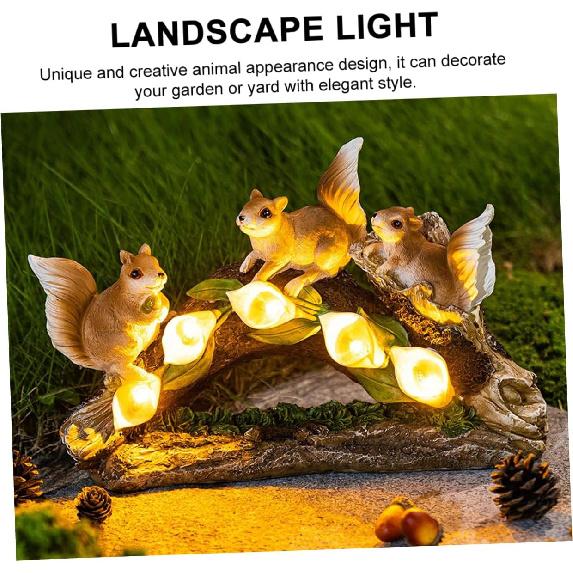 Sosoport Nimal Statue Light Solar-Powered Garden Lawn Lamp Resin Ornament Solar Lights Outdoor Garden Garden Decorative Lamp Garden Landscape Light